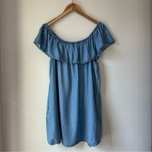 Haute Monde Chambray Off The Shoulder Mini Dress Size L